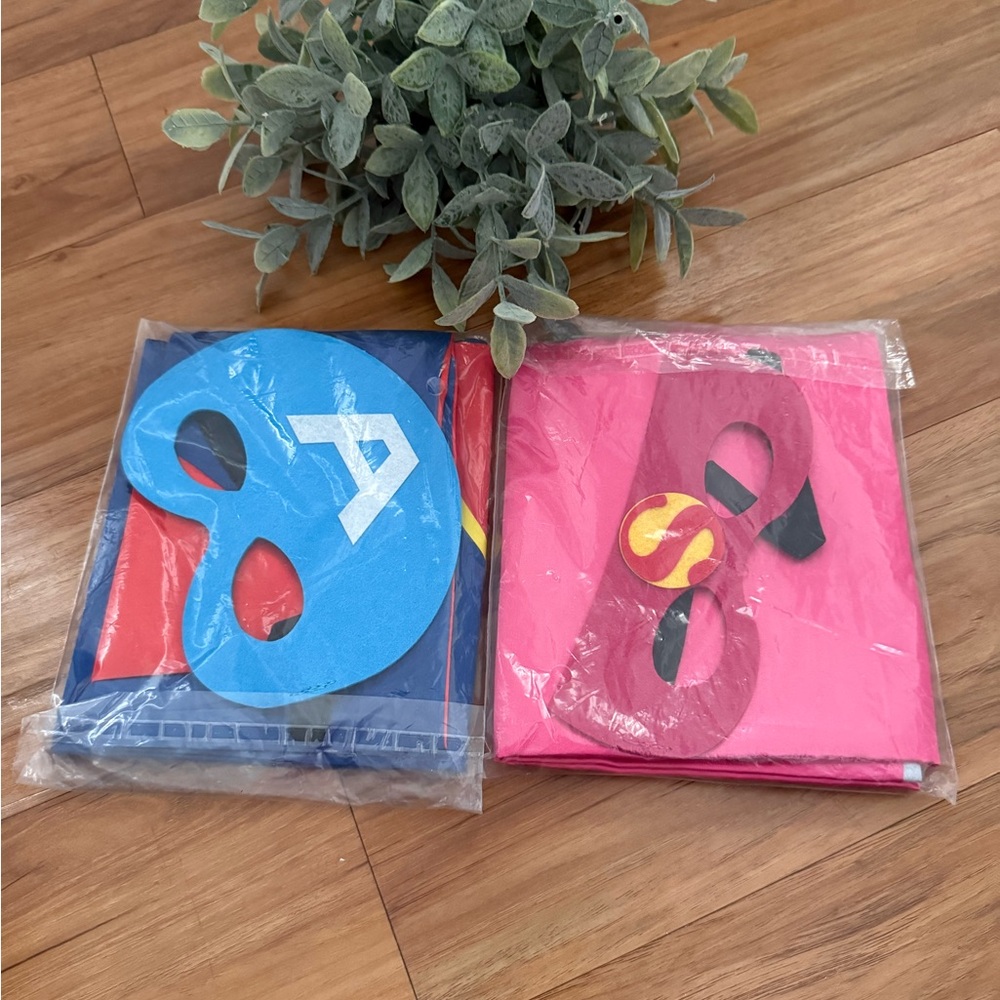 ~Lot of (2) Superhero Party Capes and Masks Set~